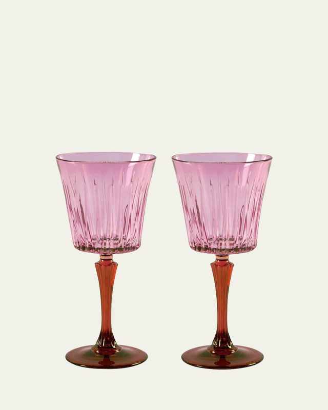 Pink Shaded Stemmed Water Glasses, Set of 2